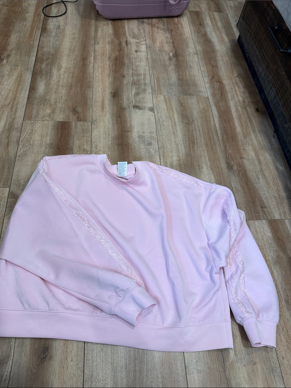 all in motion Pink Lace-Trim Crewneck Sweatshirt